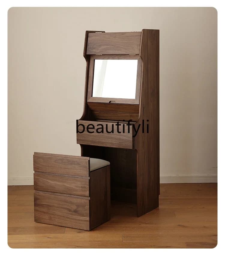 X Black walnut dresser simple modern small apartment bedroom full solid wood makeup table