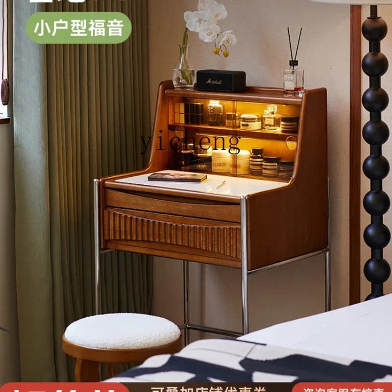 GZ  retro solid wood dresser small apartment modern simple makeup table bedroom master bedroom bedside storage dressing table