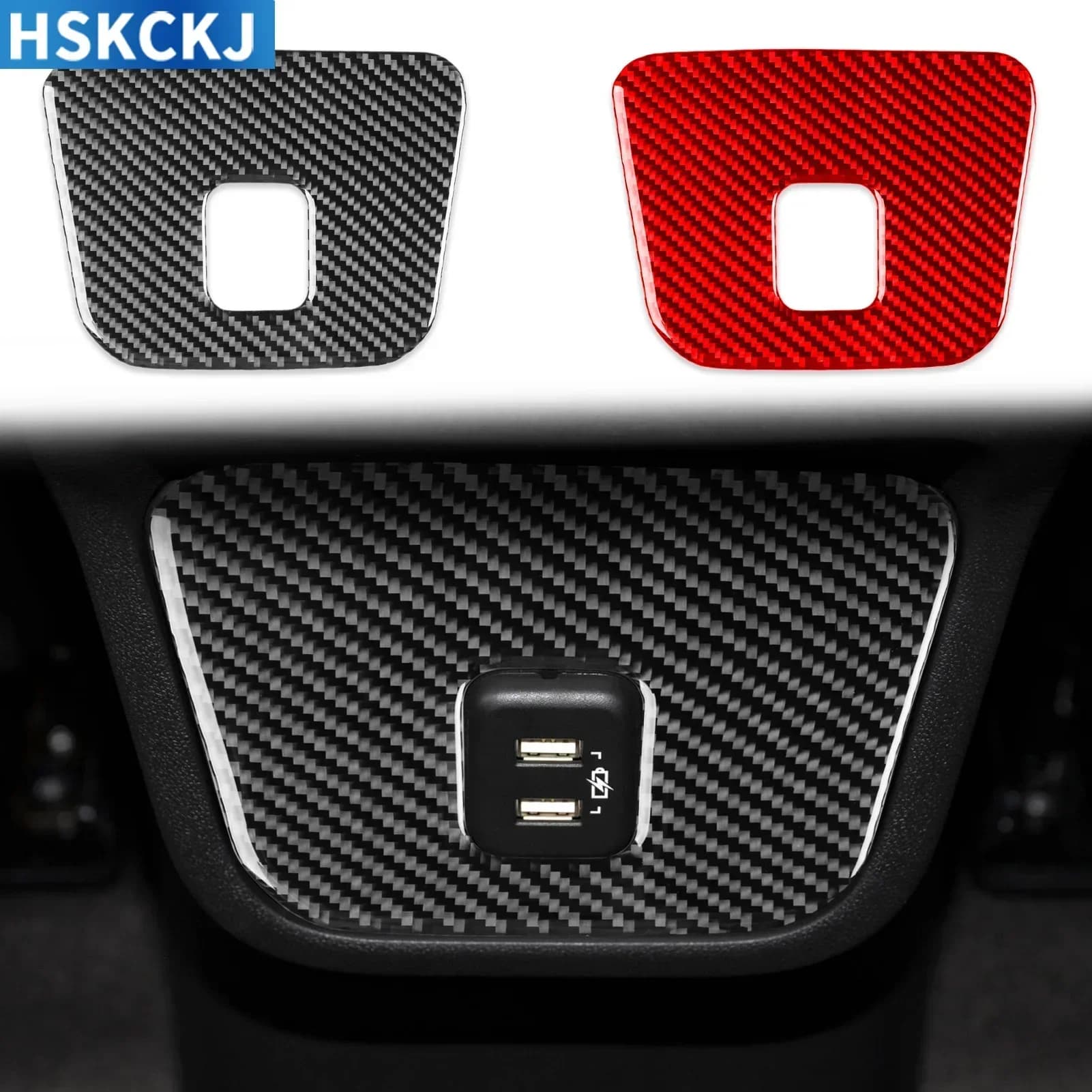 For Chevrolet Equinox 2018—2022 Real Carbon Fiber Car Accessories Rear USB Charger Panel Cover Trim Sticker Modification