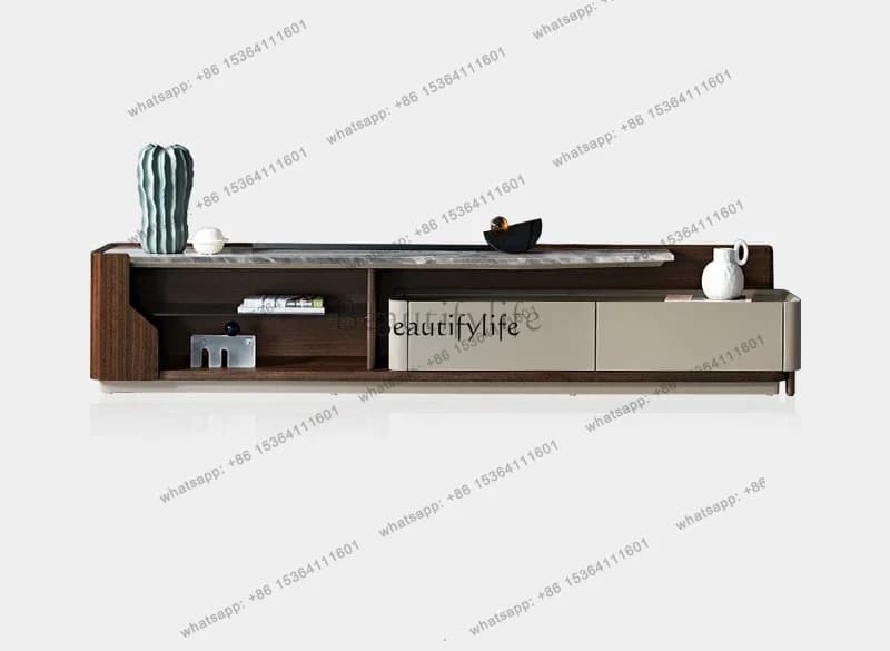 FGItalian minimalist marble living room floor cabinet modern light luxury telescopic TV cabinet