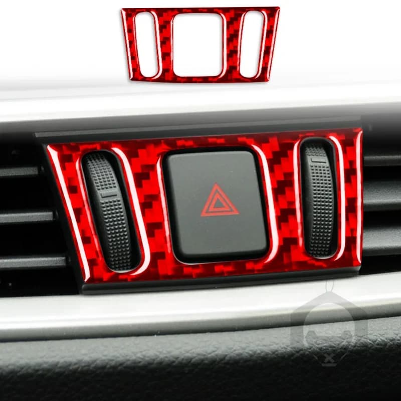 Car Interior Navigation Screen Side Trim Sticker For Nissan X-Trail Rogue T32 2013-2021 Red Carbon Fiber Decoration Accessories