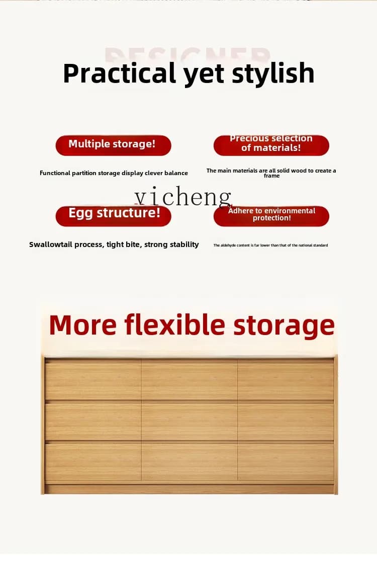 H3-23   all solid wood chest cabinet household living room multi-functional storage floor locker dresser chest cabinet