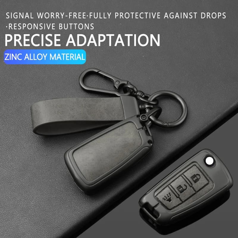 For Nissan Qashqai J11 Pulsar C13 Juke F15 X-Trail T32 Micra Zinc Alloy Leather Car Key Case Case Protective Keychain Accessorie