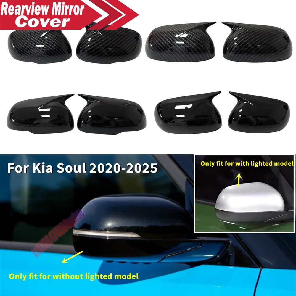 For Kia Soul 2020 2021 2022 2023 2024 2025 Exterior Door Housing Trim Adhesive Sticker Rearview Side Mirror Cover Wing Cap