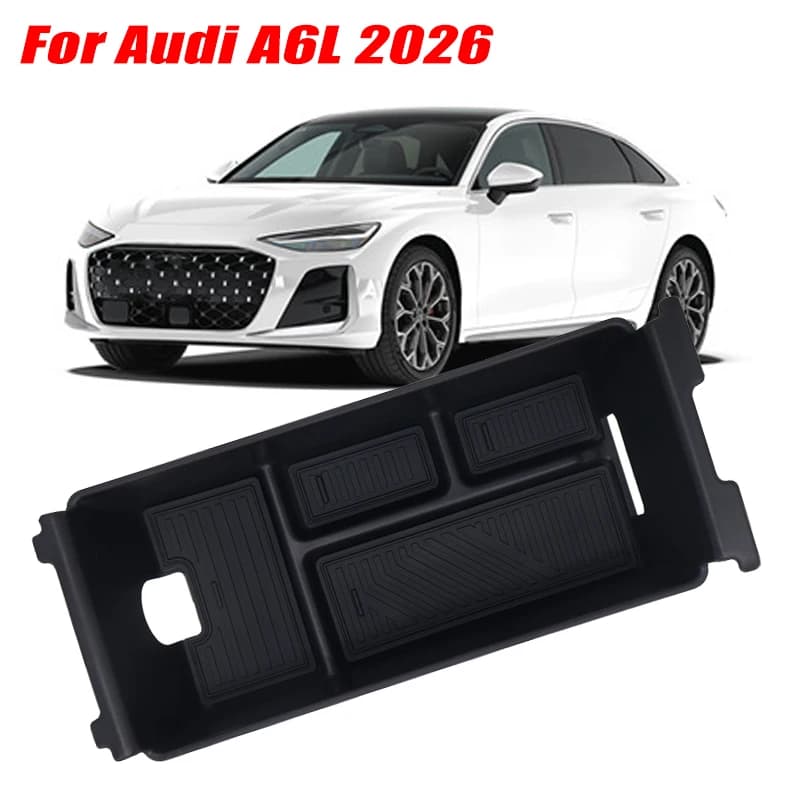For Audi A6L 2026 Model Armrest Storage Box ABS Central Organozer Tray Stowing Tidying Car Accessories