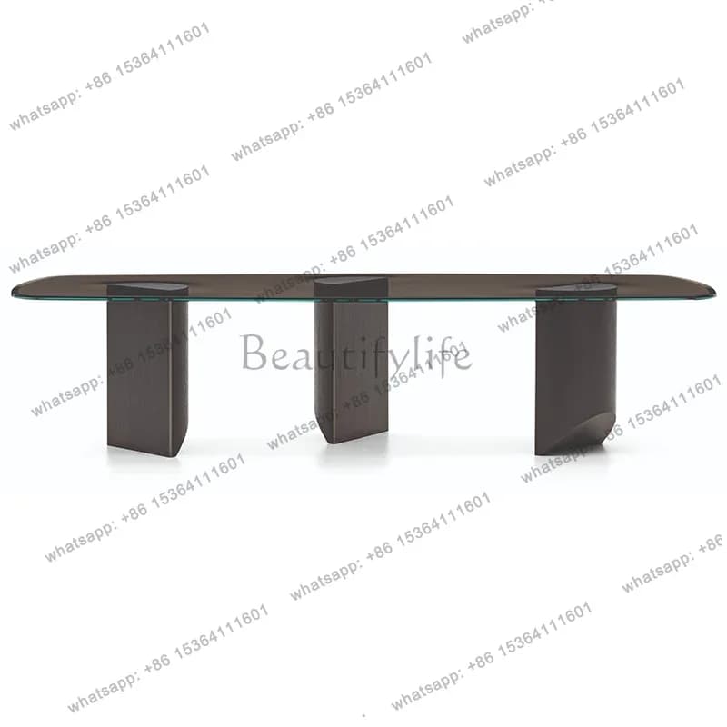 FGItalian light luxury square creative tempered glass dining table high sense modern simple art rock slab dining table