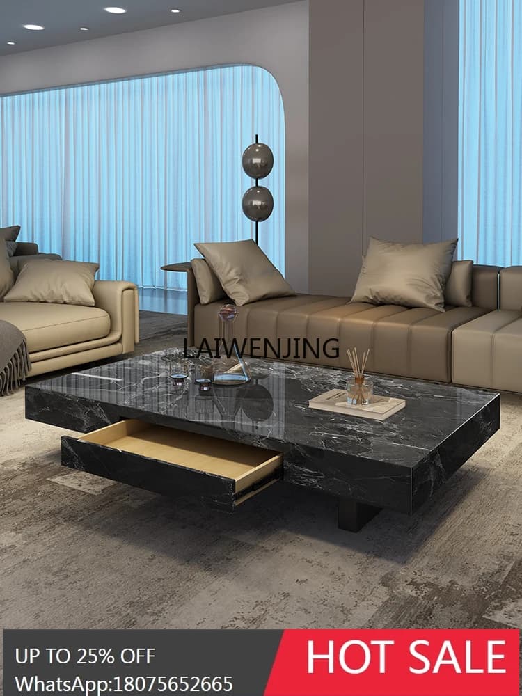 SGF Modern Living Room Home Office Slate Minimalist Light Luxury Coffee Table with Drawer