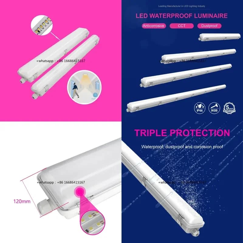 Manufacturer Explosion-proof CCT Selectable Sensor Wide Operating Temperature Led Triproof Light