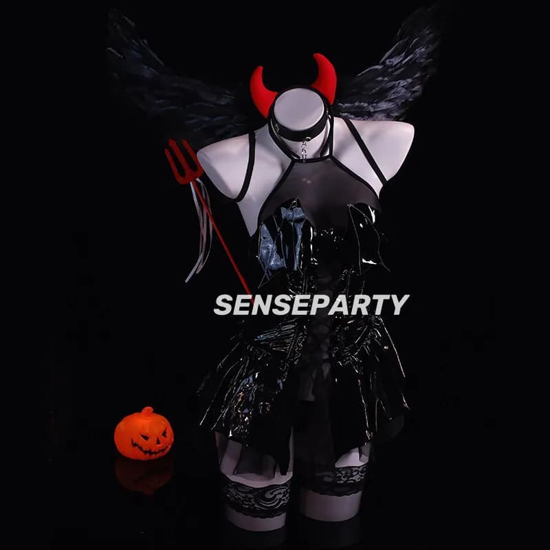 Sensory Party Little Seductive Demon Sexy Little Devil Halloween Costume Set Leather Skin Intimate Underwear QQNY