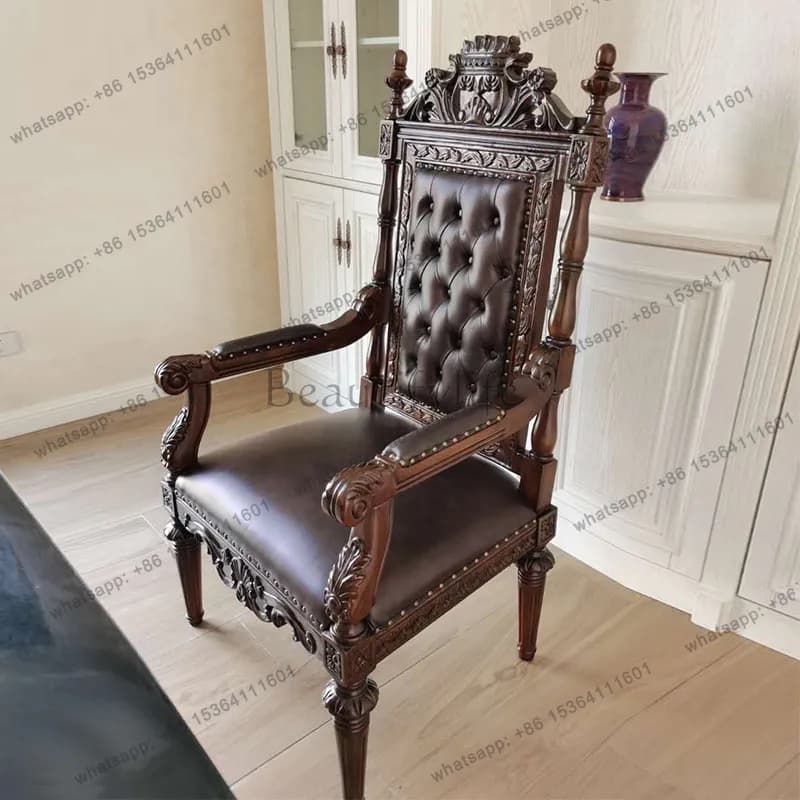 American solid wood book chair, European style boss leisure living room high-end luxury negotiation chair