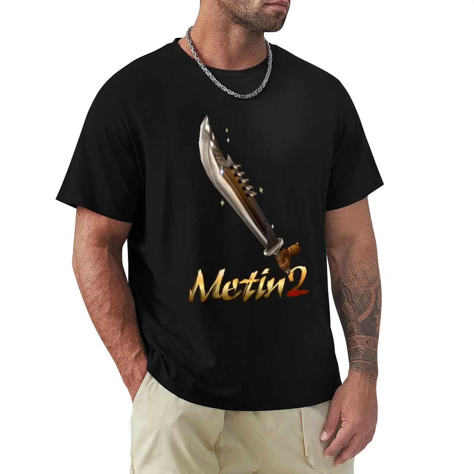 Metin 2 T-Shirt quick drying baggy shirts plain Short sleeve tee men