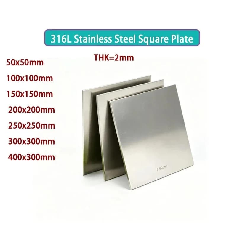 316L Stainless Steel 2mm Square Plate 50×50-400×300mm High Temperature Custom
