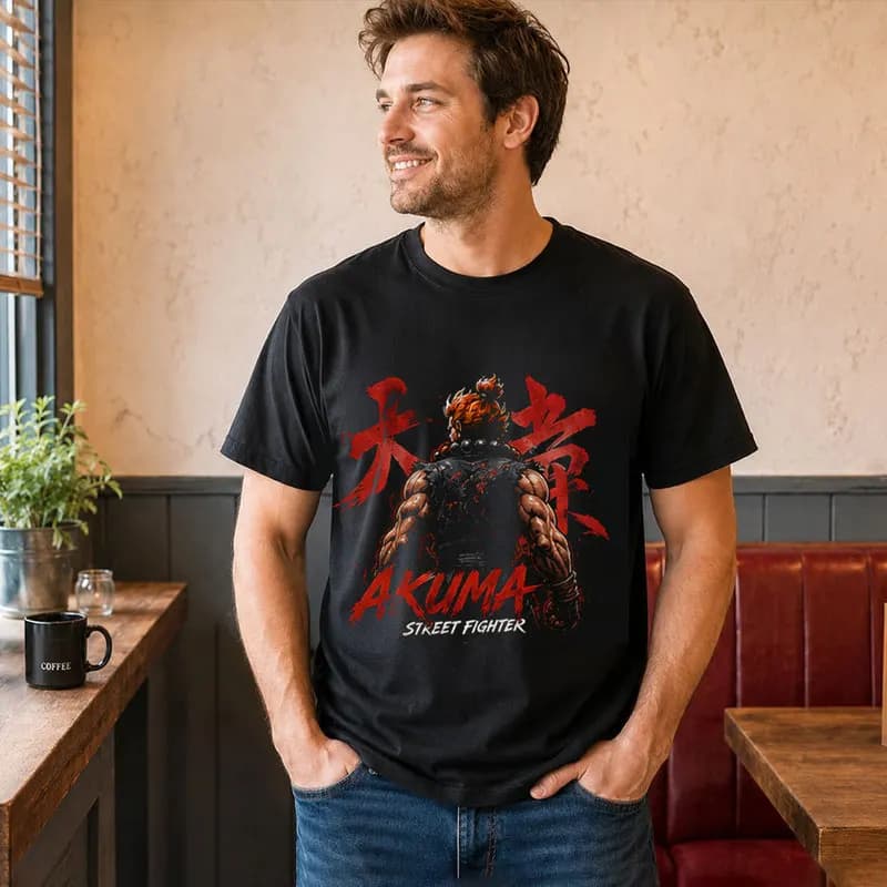 Akuma Street Fighter T shitr Cool Anime Gamer Gift 0813 Retro Arcade Fighting Game Tee Hadouken World Warriors Unisex Top S-6XL