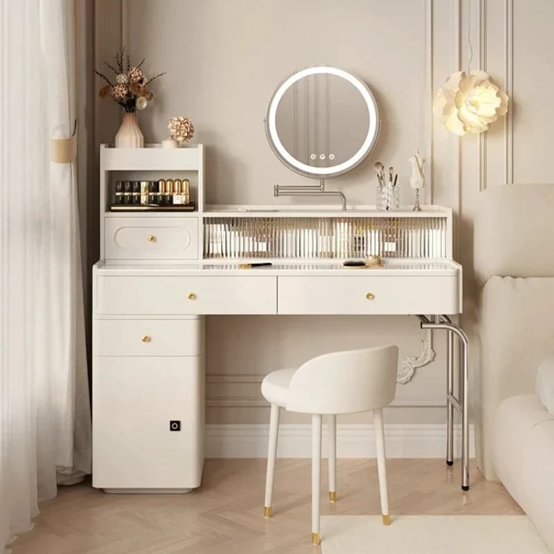 CX cream wind rock slab makeup table dresser simple bedroom light luxury desk solid wood