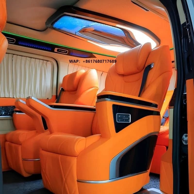 Dingkong  Luxury 9 Seater Van Interior Conversion Kit for  Hiace Black Orange Custom Cabin Upgrade