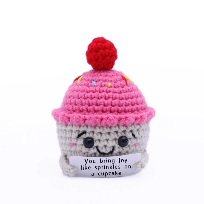 New Handmade Positive Energy Crochet Cake Doll - Emotional Support Desktop Decoration Christmas Birthday Gift for Friends