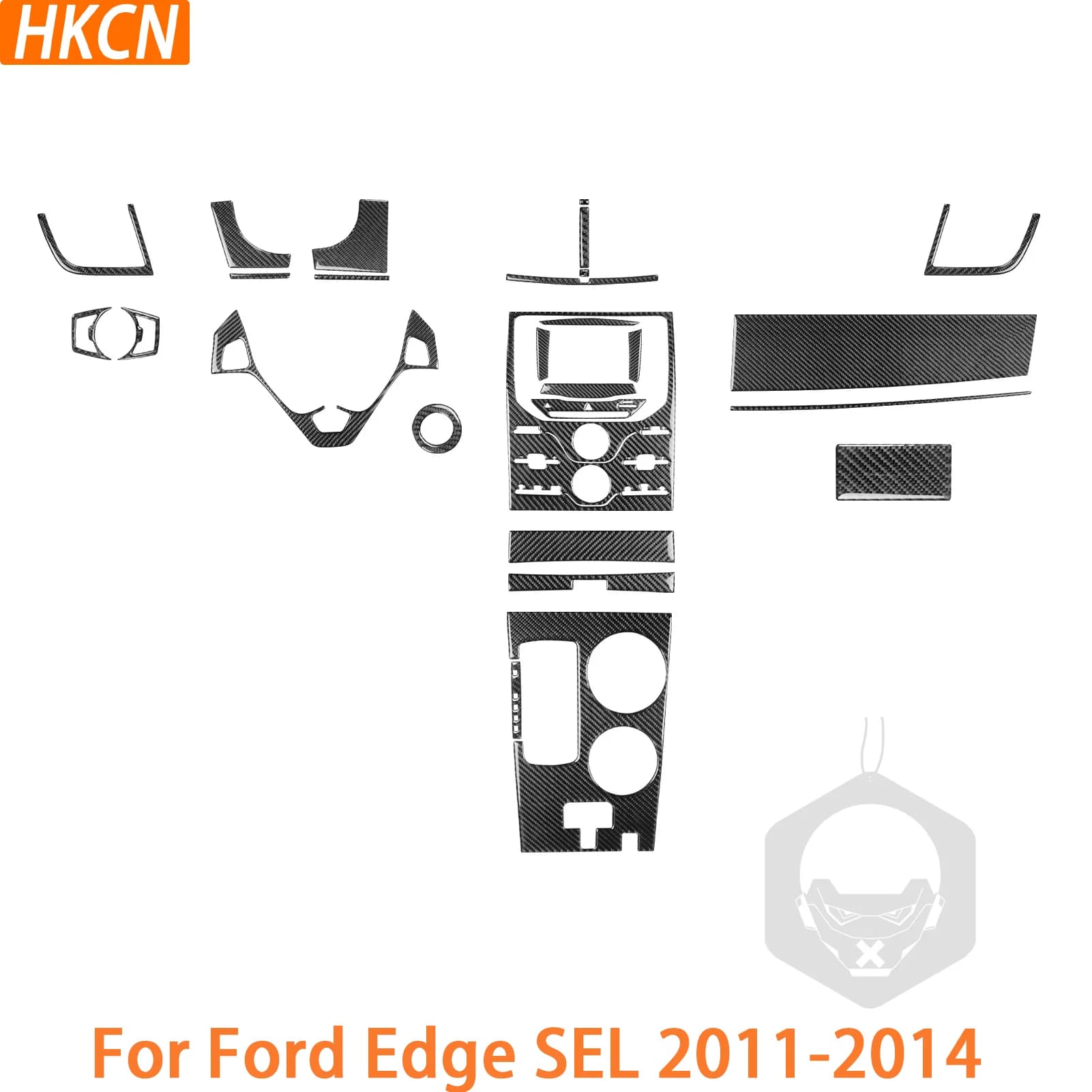For Ford Edge SEL 2011-2014 Car Center Console Rear Drain Cup Holder Set Decorative Carbon Fiber Interior Accessory Stickers