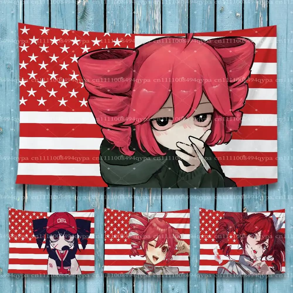 T-Teto Kasane American Flag Flag with 4 Grommets Tapestry for Wall College Dorm Room Decor,Outdoor,Bedroom,Festivals HD Banner
