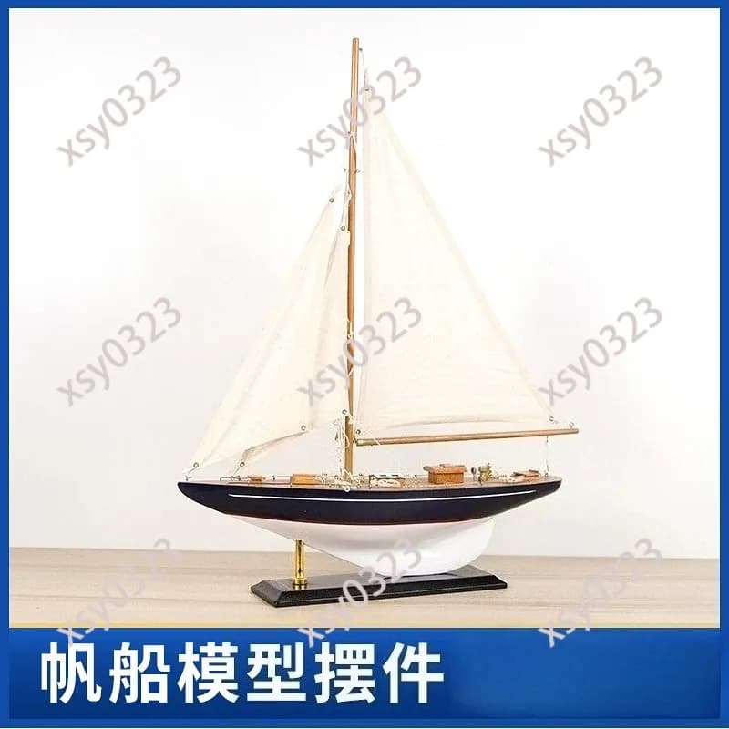 Solid Wood Sailboat Model DIY Assembly Kit Home Entryway Decorative Ornament