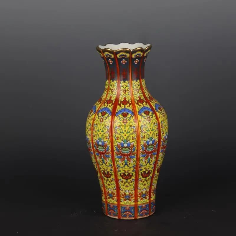 Chinese Porcelain Creative Gilding Enamel Color Floral Pattern Vase 10.7" Home Decoration