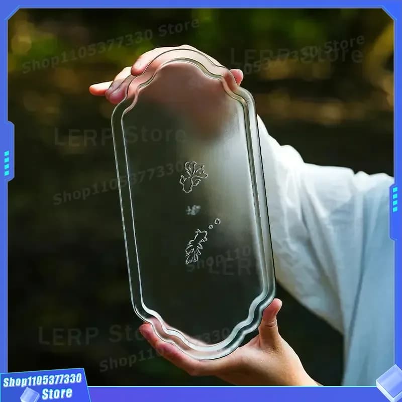 Rectangular Crystal Tea Tray Ancient Style Dewaxing Glaze Ruyi Pot Holder Colorful Dry Bubble Table Accessory for Kung Fu Tea