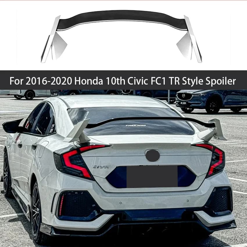 For 2016-2020 Honda 10th Civic FC1 TYPER TR Style Car Rear Trunk Lid Boot Car Spoiler Wings Tuning Exterior AccessoriesBody Kit