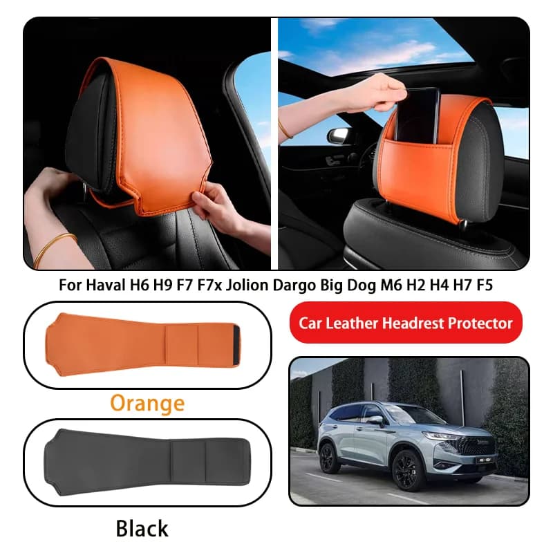 Leather Car Headrest Cover Anti-dirty and Wear-resistant For Haval H6 H9 F7 F7x Jolion Dargo Big Dog M6 H2 H4 H7 F5