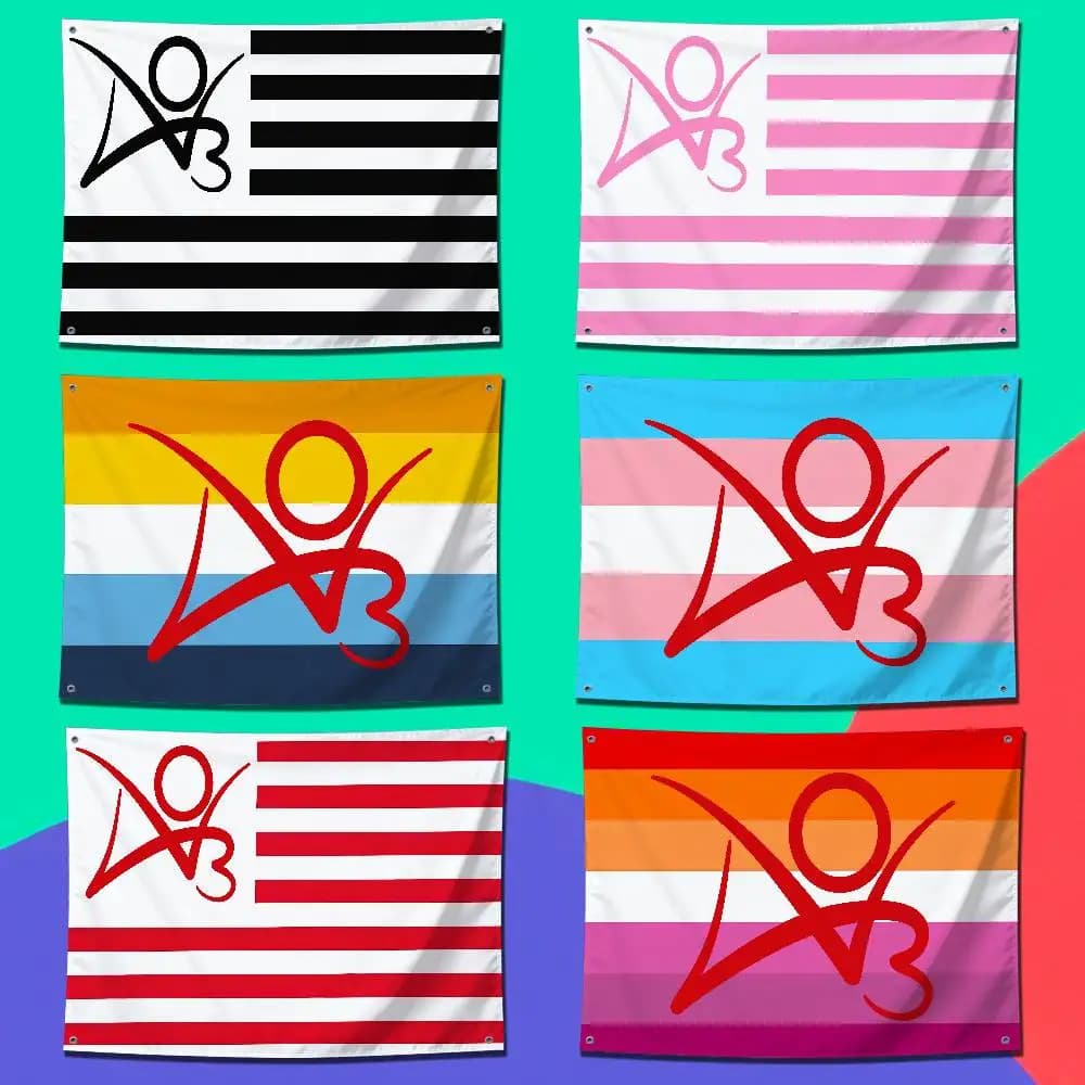 For AO3 Red Striped Logo LGBT Rainbow Flag 50x70cm Outdoor Garden Bedroom Decorate Wall Banner Tapestry Flags