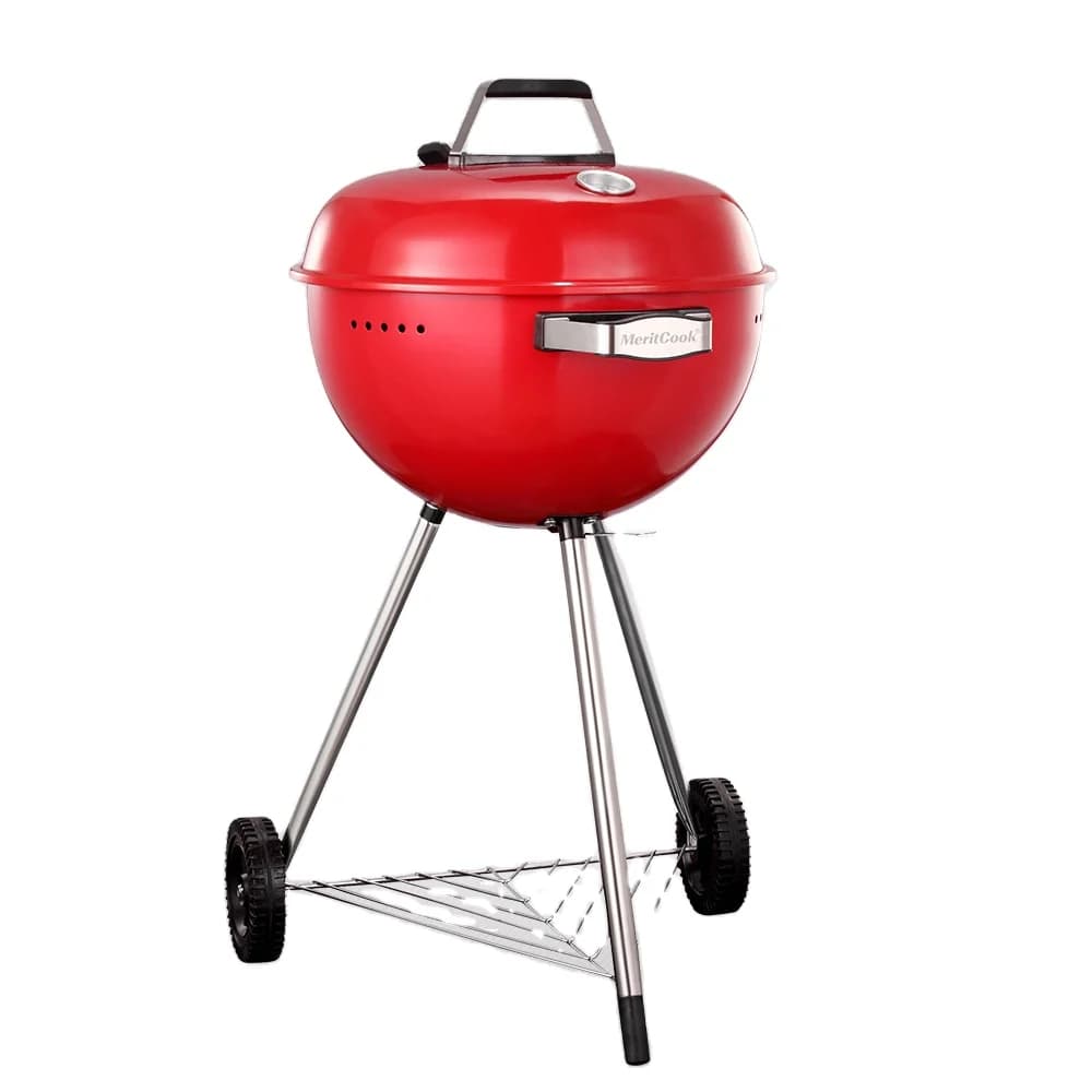18 Inch Premium SUS304 Stainless Steel Grid Outdoor Camping Picnic Portable Trolley Shape Kettle Charcoal BBQ Grill