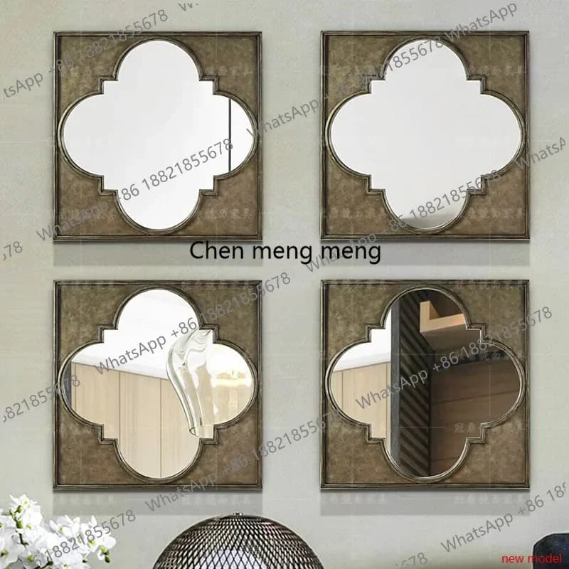 AB03   Creative wall-mounted dining side restaurant retro porch decoration square combination decorative mirror h178