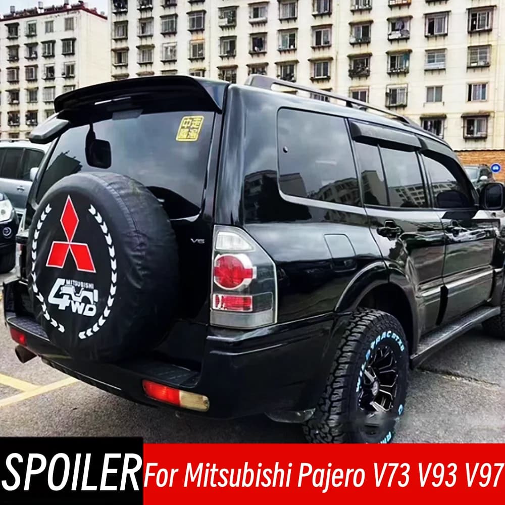 For Mitsubishi Pajero V73 V93 V97 2004-2015 Rear Roof Trunk Lid Spoiler Wings Car Black Carbon Exterior Tuning Accessories Part