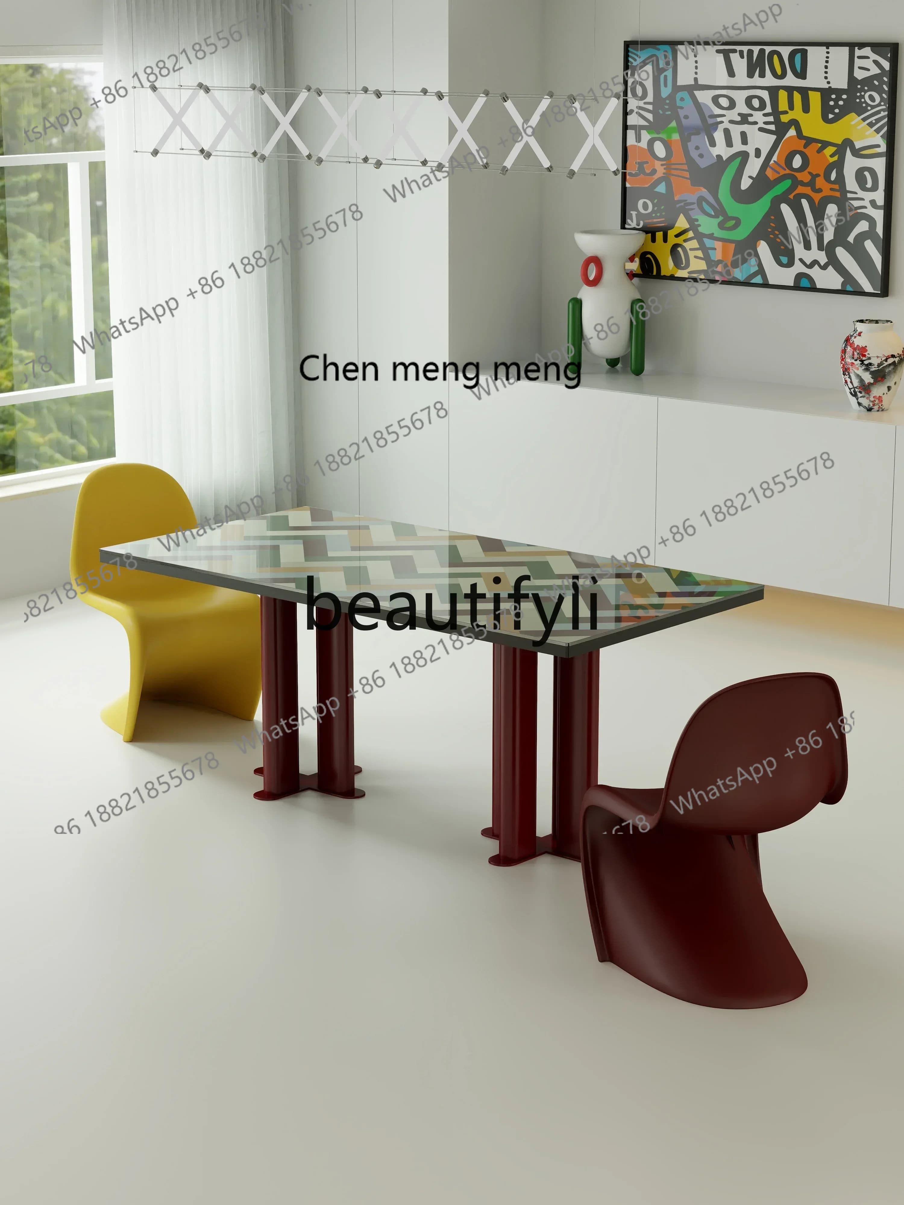 2003 Designer 2025 new restaurant large apartment thickened tempered glass dining table
