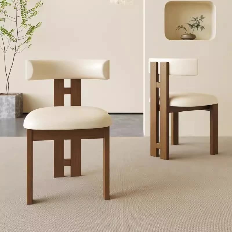 Retro solid wood dining chair retro pastoral light luxury living room decorative chair