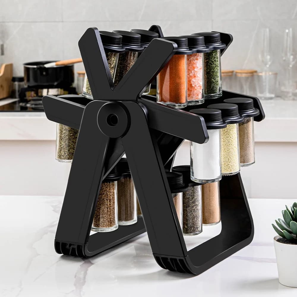 Creative Rotatable Plastic Storage Rack Kitchen Special Glass Seasoning Bottle Rack Seasoning Classification Spice