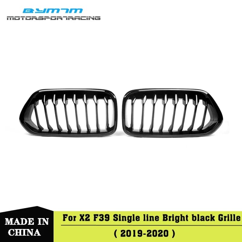 Single line Bright black ABS Car Front Bumper Kidney Grille For BMW X2 F39