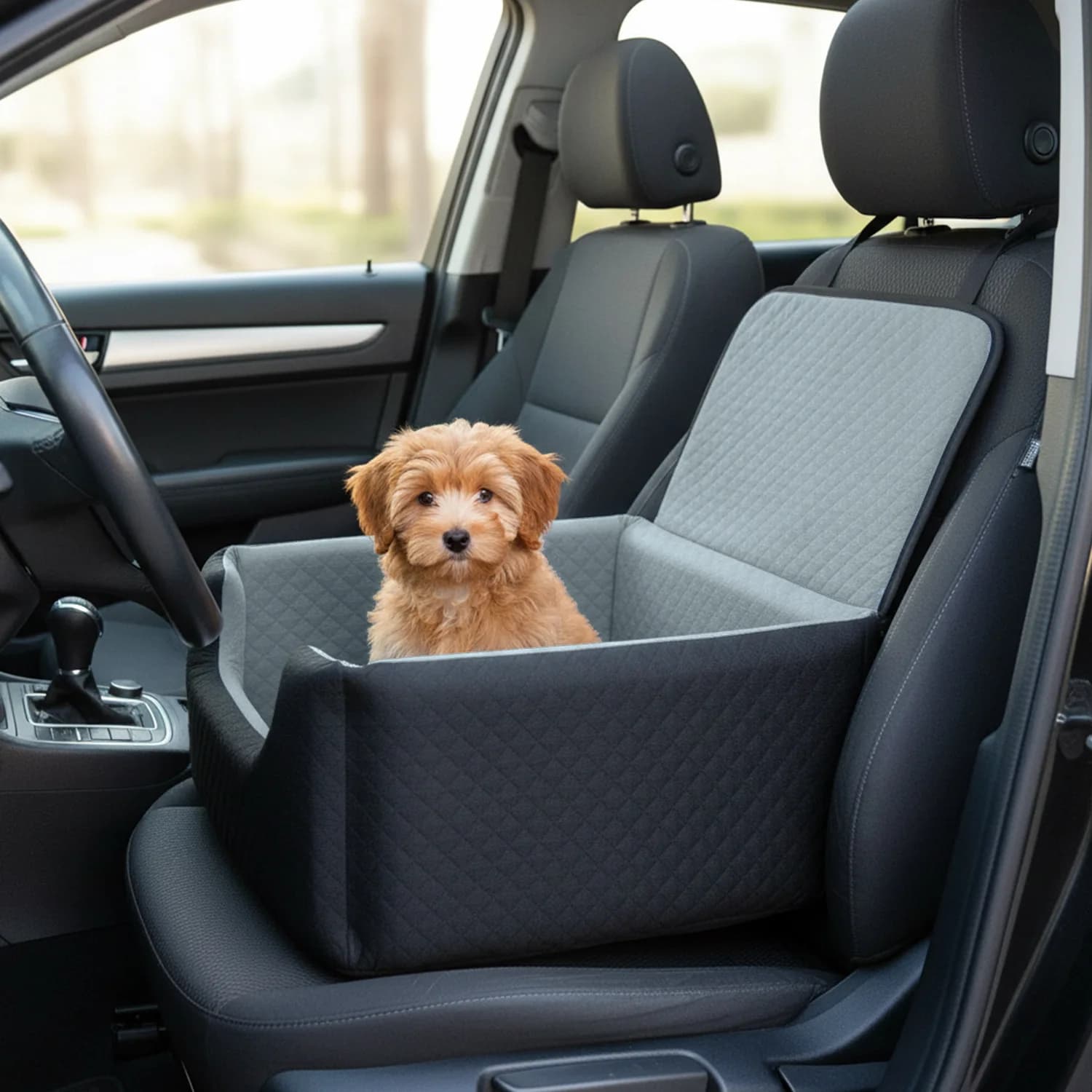 Detachable Washable Sponge Dog Booster Seat, Safety Pet Car Travel Bed Fit Small Medium Dogs For Front Co-pilot Seat