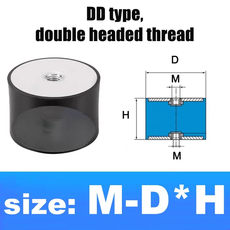 Double Headed Female Thread Rubber Shock Absorber Crash Pad M4 M5 M6 M8 M10 M12 M16 M20 DD-Type Damper Anti Vibration Isolation