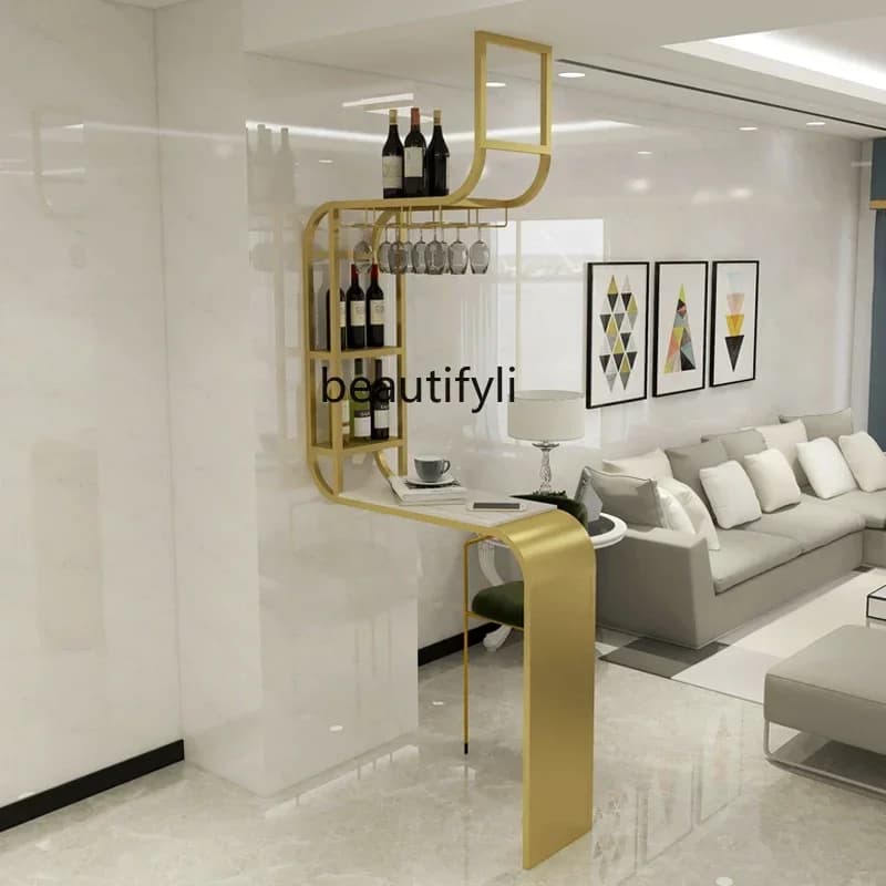 Household light luxury against the wall, living room entrance wine cabinet bar counter screen partition integrated balcony table