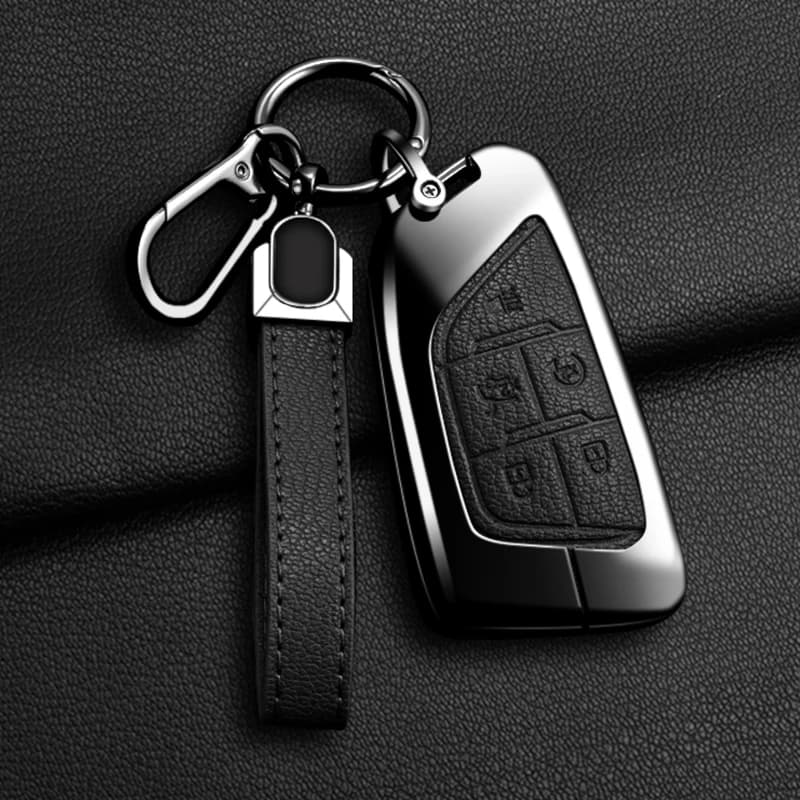 Suitable Zinc Alloy Leather 5 Buttons Car Key Case Cover Fob Shell For Cadillac CT4 CT5 CT4-V C8 Corvette 2020 2021 Escalade