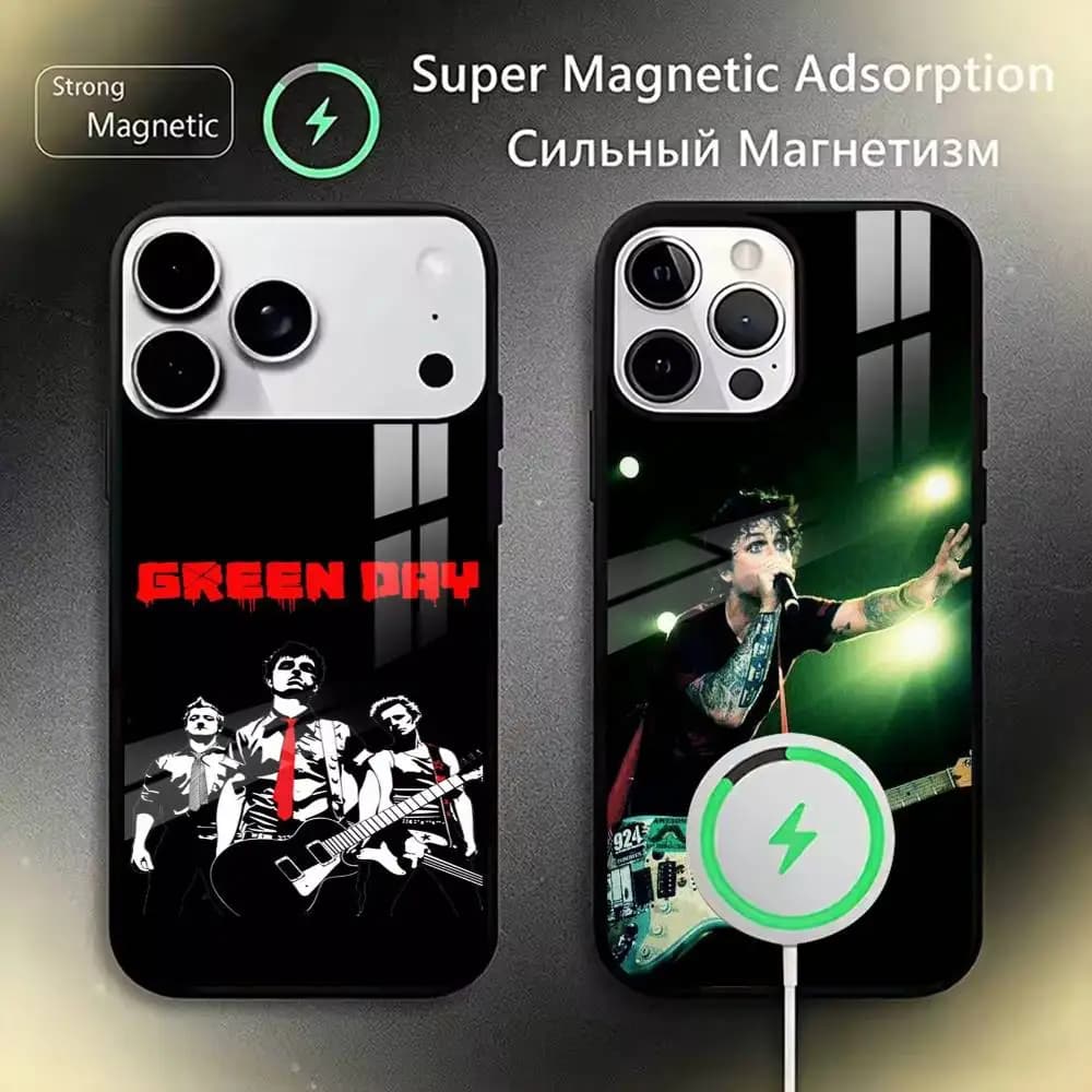 G-Green Day  Phone Case Magnetic with Magsafe Wireless Charging For iPhone17,16,15,14,13,12,11 Plus,Pro