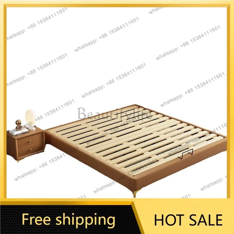 Factory Direct Sales Tatami Leather Bed Small Room Bedroom Storage 1.5m Double Bed