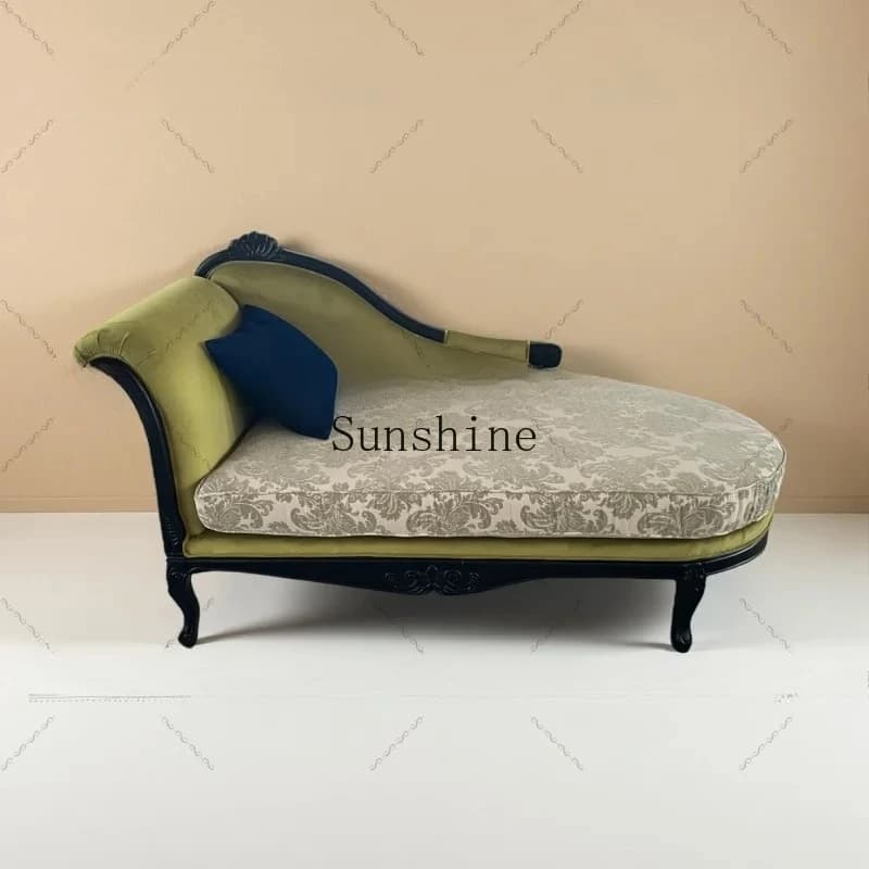 French antique solid wood living room chaise longue luxury, jacquard villa bedroom cloakroom chaise longue