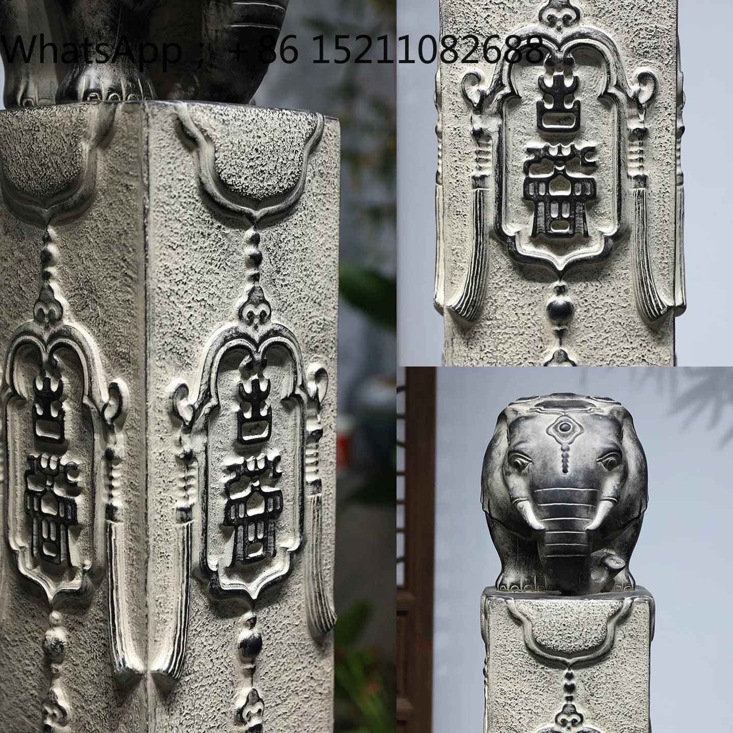 SCY courtyard garden hitching post ornament gate retro nostalgic elephant decoration hitching post