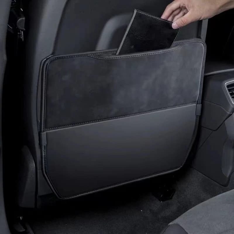 Suede Leather Car Seat Back Anti‑Kick Mat Rear Seat Back Protector Cover Anti‑Dirty Kick Pad Universal Auto Interior Accessories