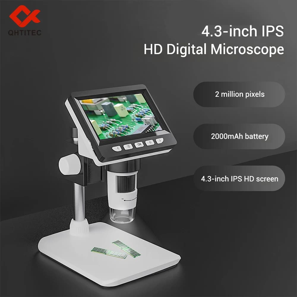 JCD 4.3 Inch Digital Microscope 1080P 50-1000x Microscopio 2000mAh Soldering Microscope for Electronics Repair PCB PC Laptop