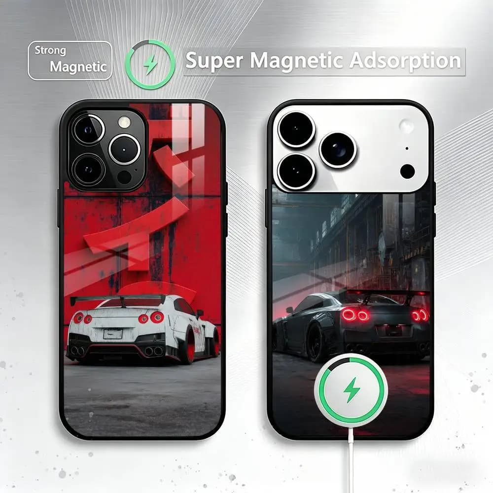 GTR-R Sport Car R35 Phone Case For iPhone17,16,15,14,13,12,11 Plus,Pro Magnetic For Magsafe Wireless Charging