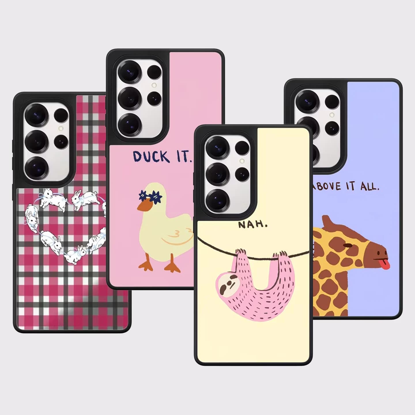Pink Duck Sloth Mirror Surface Magnetic Phone Cover for Samsung Galaxy S23 S24 S25 S26 Ultra S26+ Plus Case