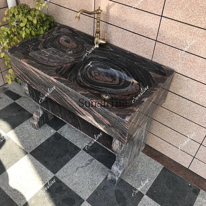 Balcony Outdoor Courtyard Marble Laundry Pool with Rubbing Board  FT