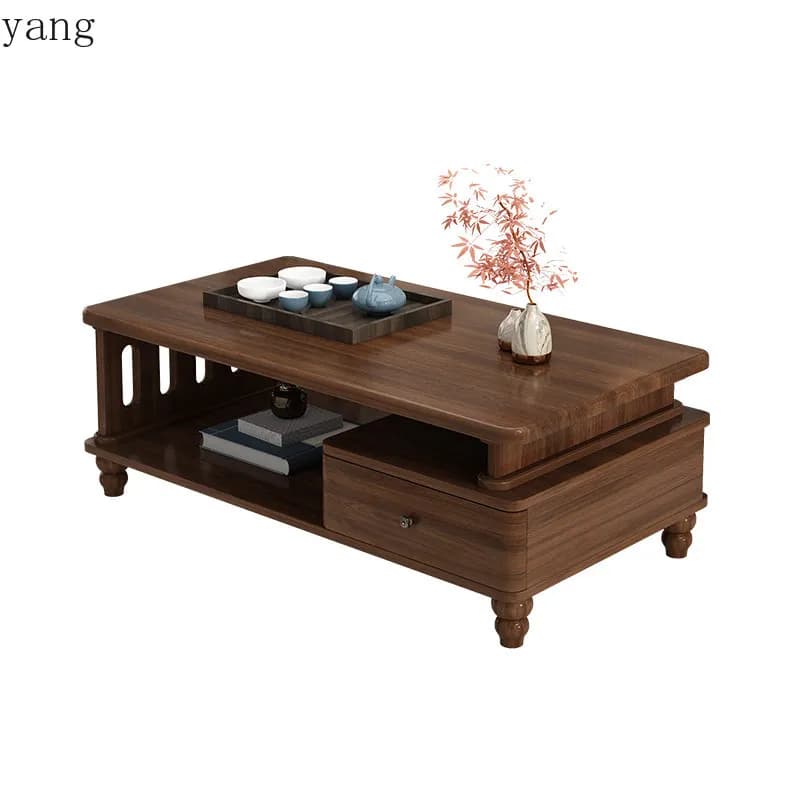 LH  simple all-solid wood coffee table living room home TV cabinet combination with drawer
