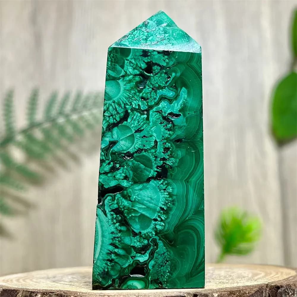 Green Malachite Tower Point Wand Stone Quartz Crystal Natural Gemstone Skeeton Feng Shui Stone Quartz Energy Mineral Home Decora